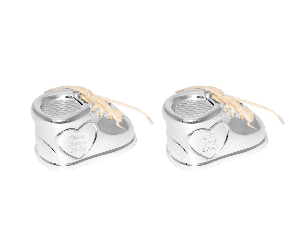 Brillibrum Zahndose 2er Set Haardose & Milchzahndose Deutsch versilbert Babygeschenk Zahndose Silber Lockendose Aufbewahrung erster Zahn Milchzahndöschen