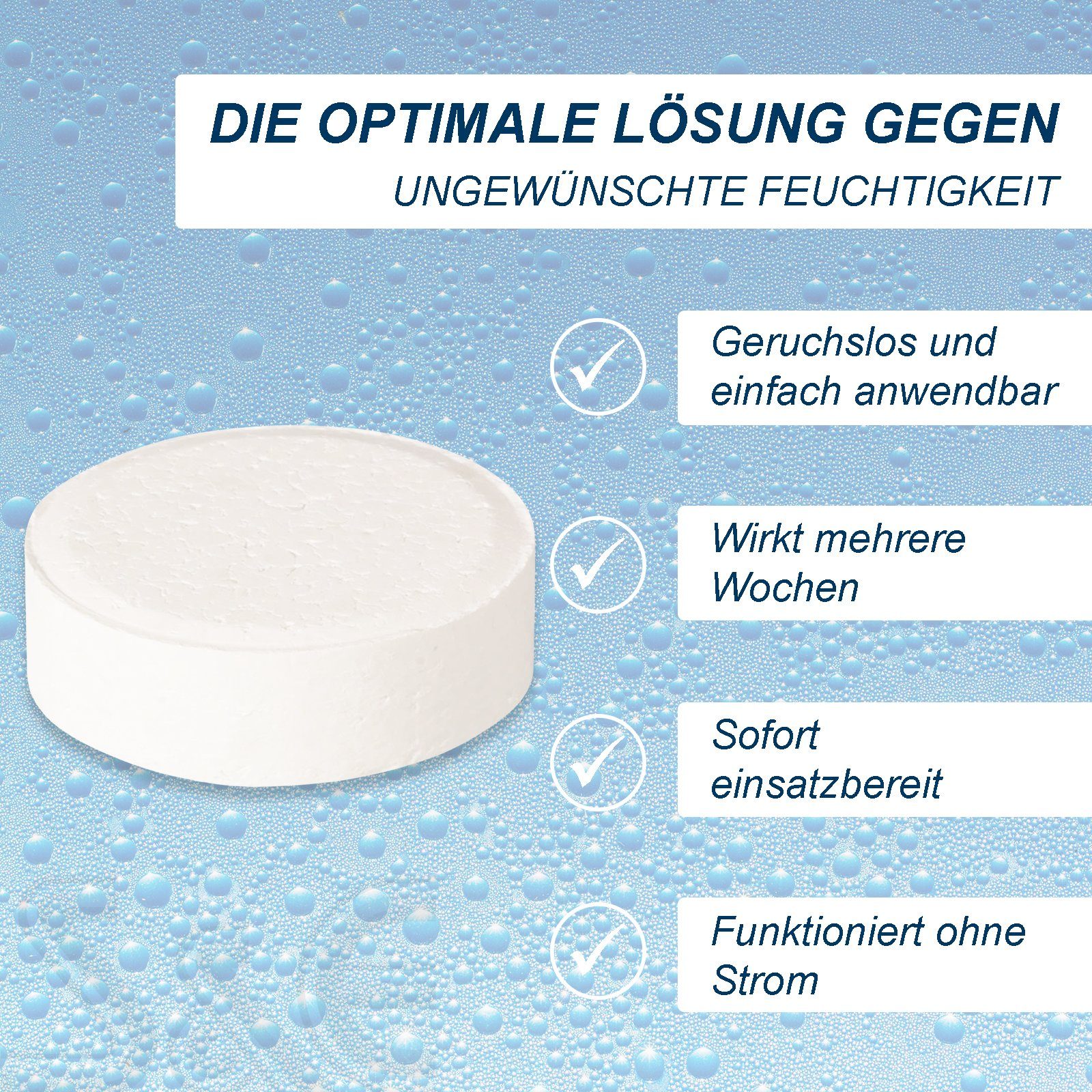 S&E Luftentfeuchter Schlafzimmer Wohnung Nachfüller gegen Schimmel Nachfüllpack, Entfeuchter Granulat Tabs 15 x 450g ohne Duft Nachfüllpackung