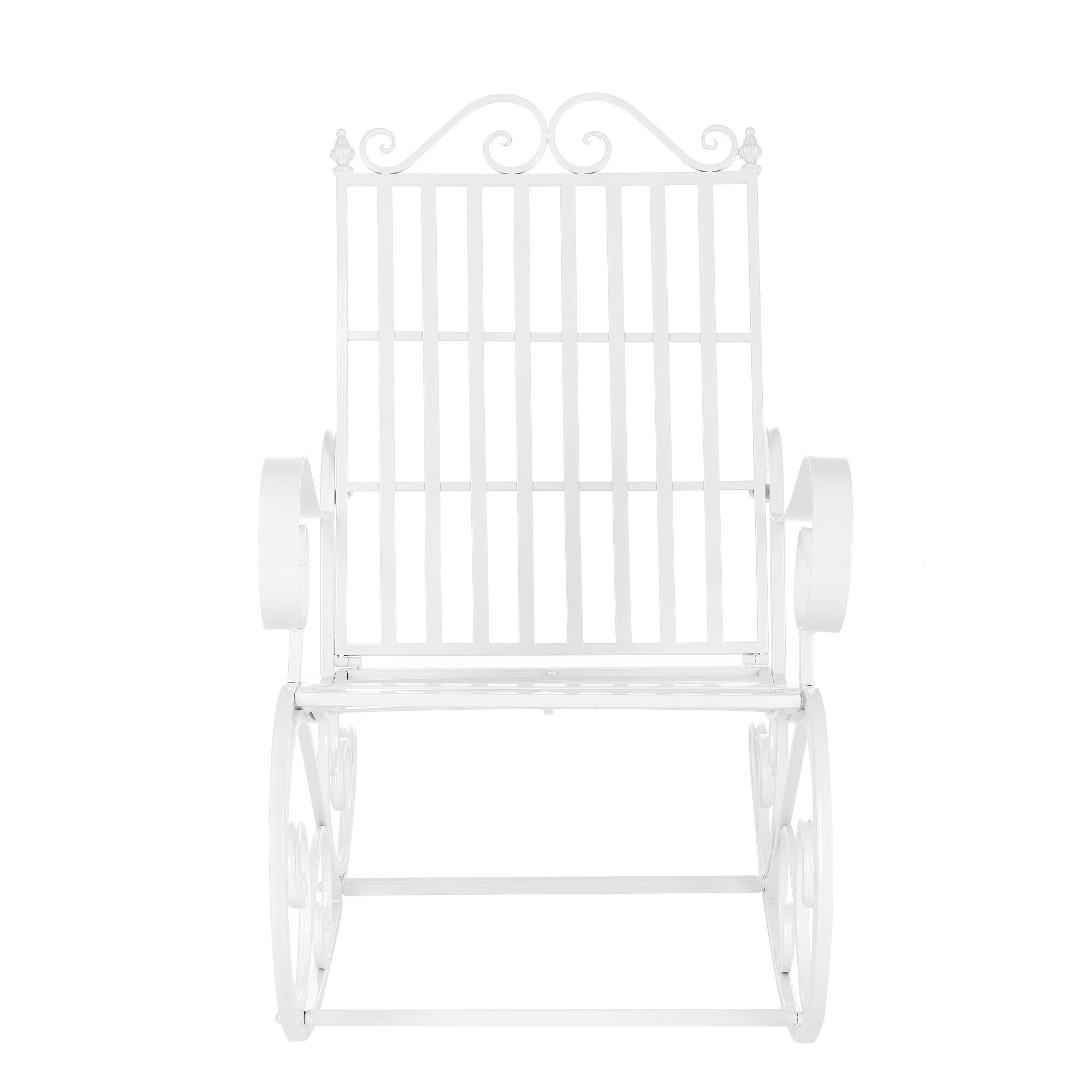 en.casa Schaukelstuhl, Geraldton Schaukelsessel Schwingsessel Metall Weiß
