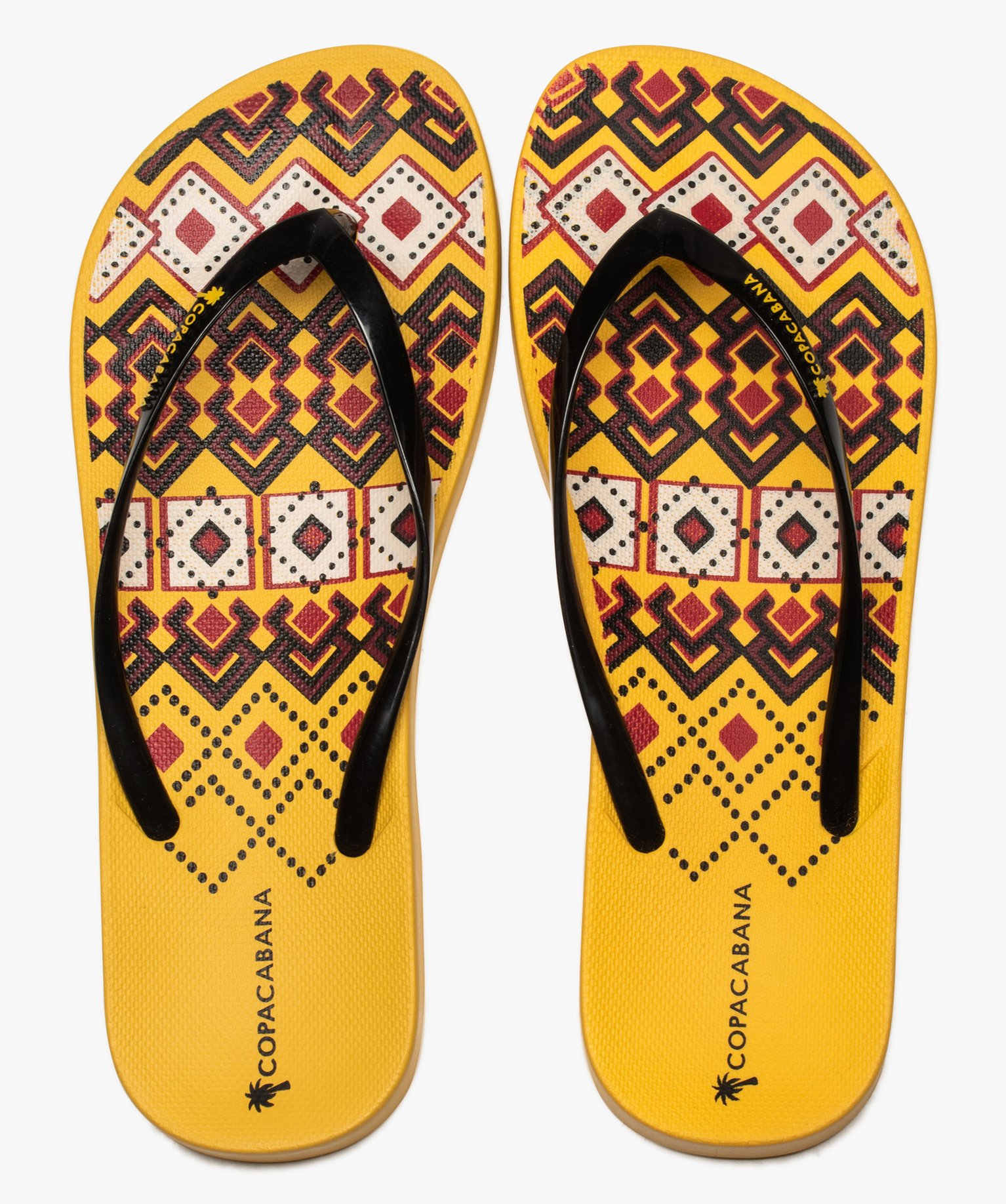 Tongs femme imprimées à fines brides - Copacabana jaune | GEMO