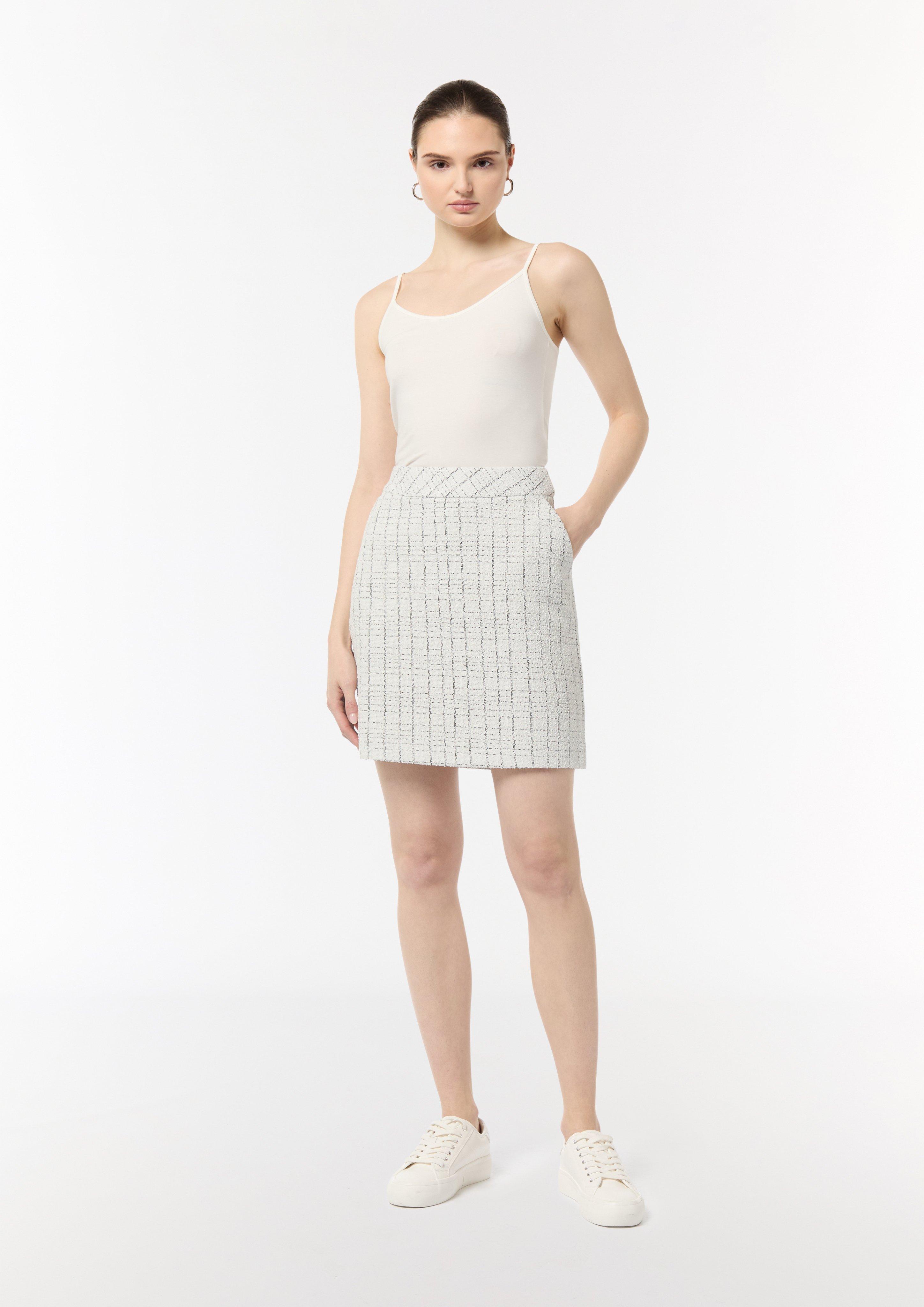Bouclé-Jerseyrock mit Metallic-Garn - hellgrau