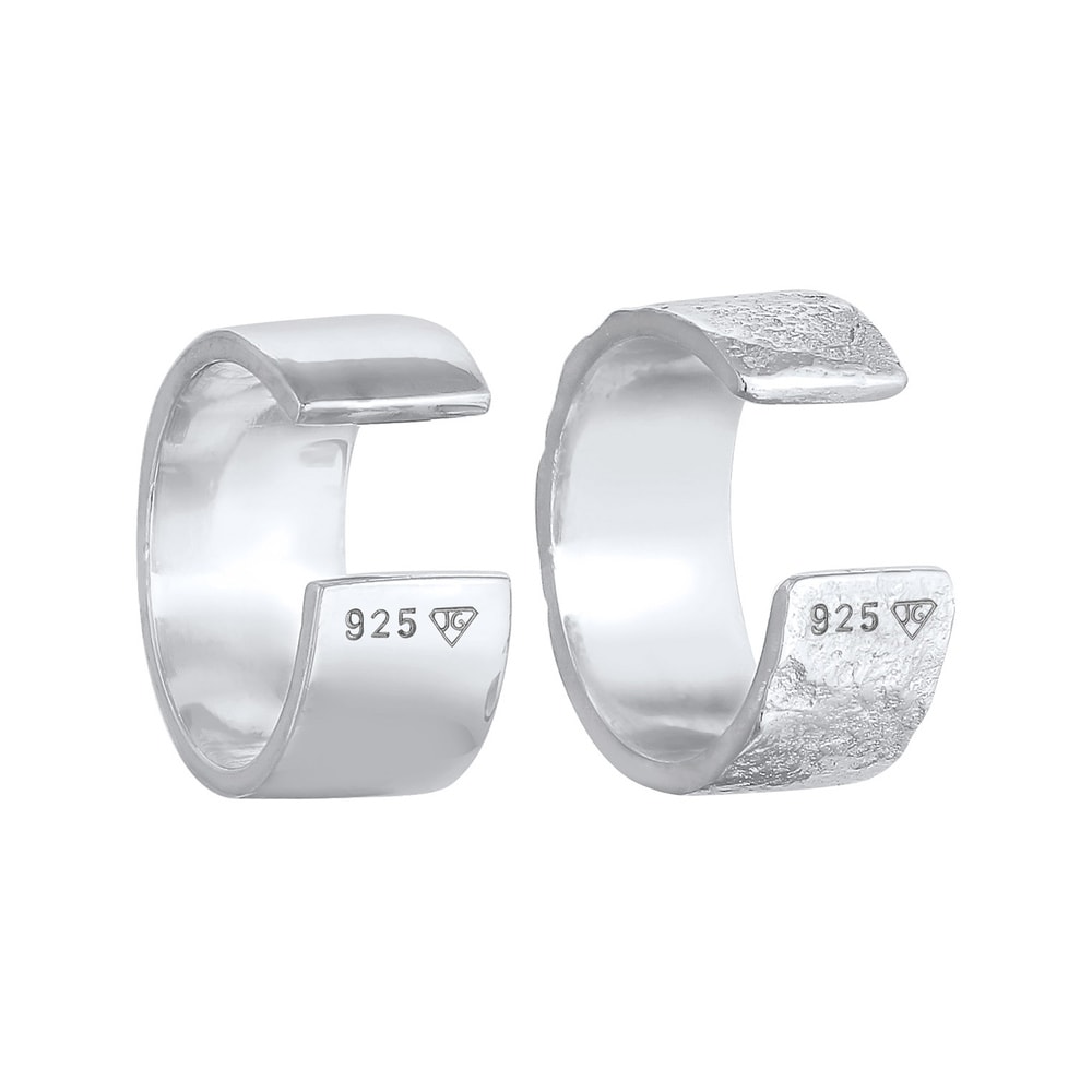 Elli Elli Boucles d'Oreilles Femmes Set Earcuff Basique Martelé en argent sterling 925 Boucles d'oreilles