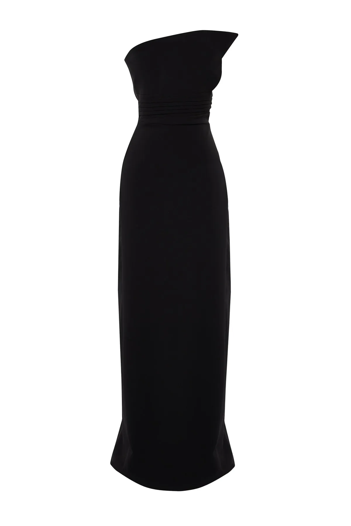 Trendyol Collection  Schwarzes langes Abendkleid mit One-Shoulder-Detail TPRSS23AE00228
