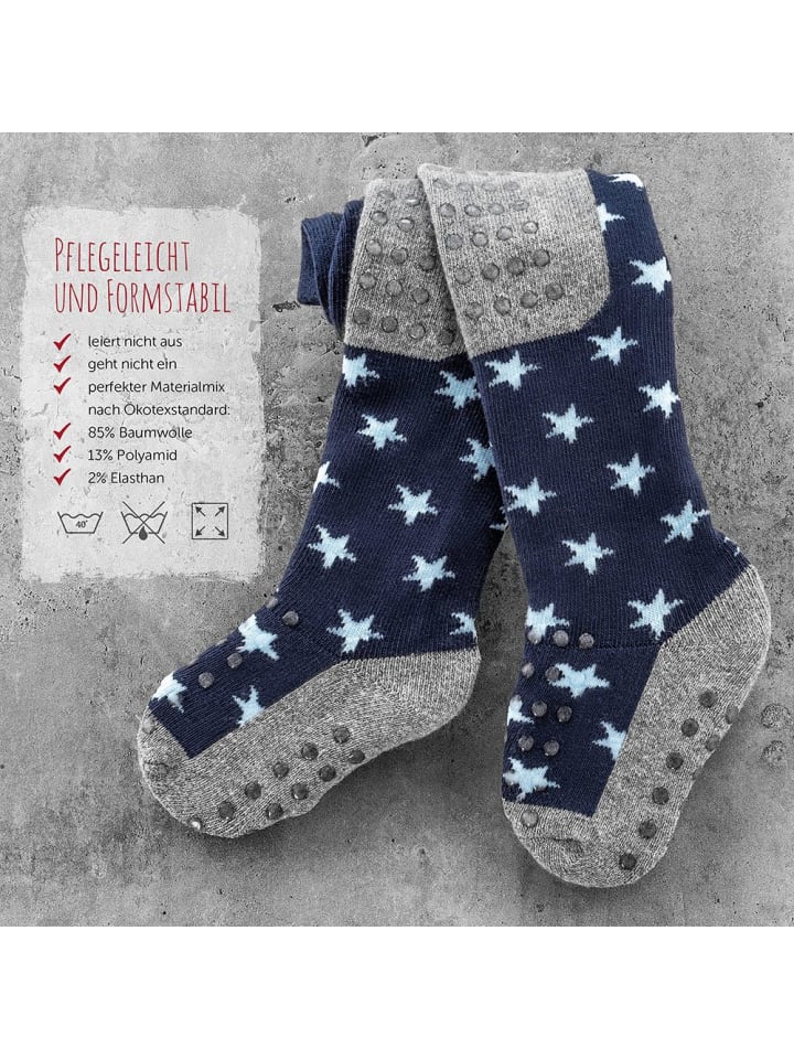 LaLoona Krabbel-Strumpfhose 2er Pack - Sterne Marine   Streifen in grau,blau günstig kaufen