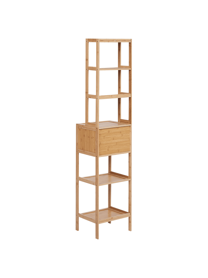 Beliani Badezimmerregal LEHI in Heller Holzfarbton - (W) 36 x (H) 160 x (L) 30 cm günstig kaufen onesize