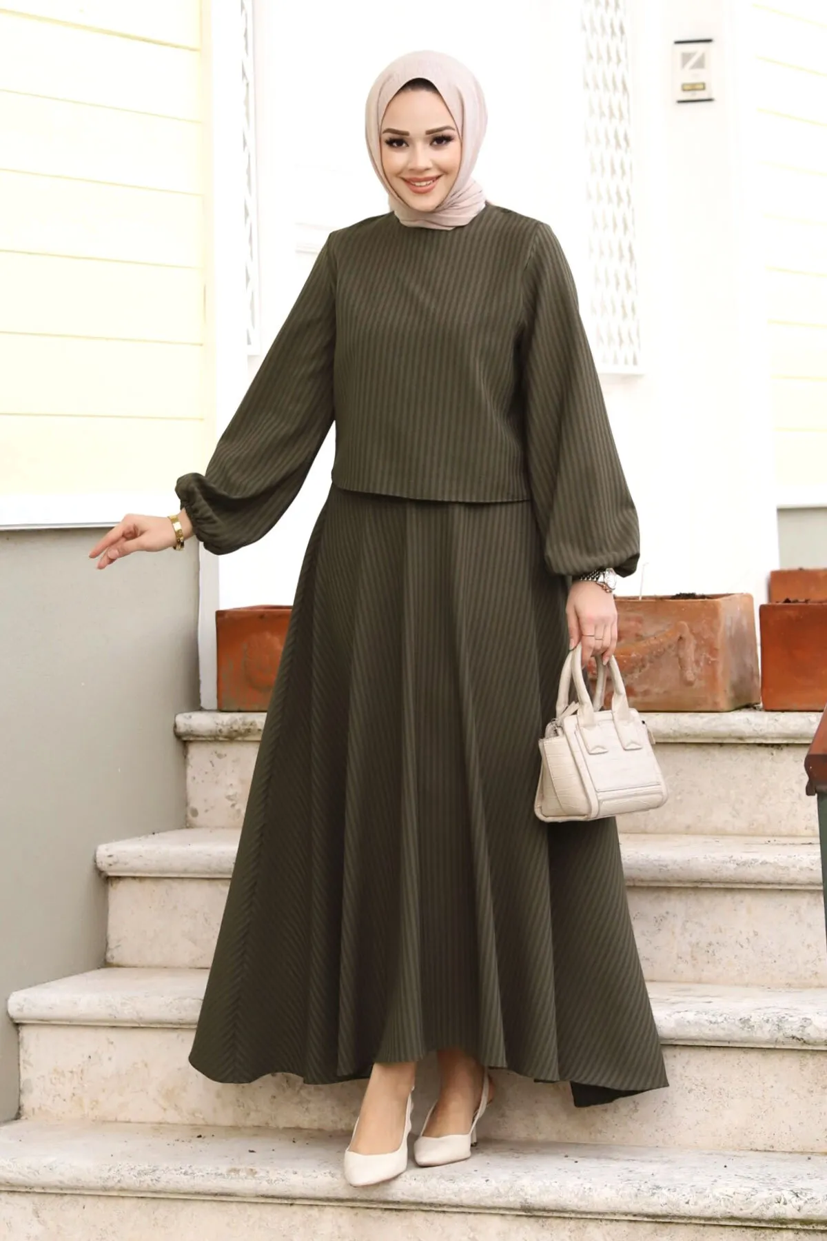 Tesettür Dünyası  Zweiteiler - Khaki - Regular Fit