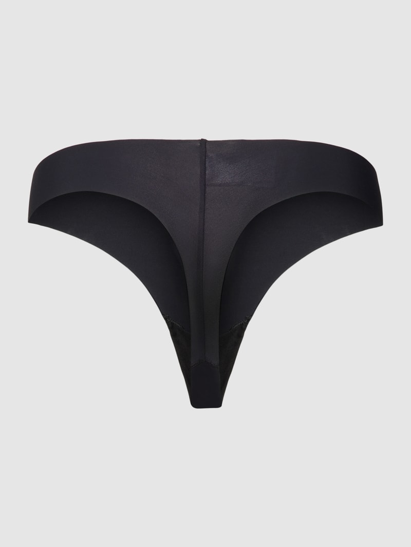 High Waist String in unifarbenem Design mit Label-Detail in schwarz