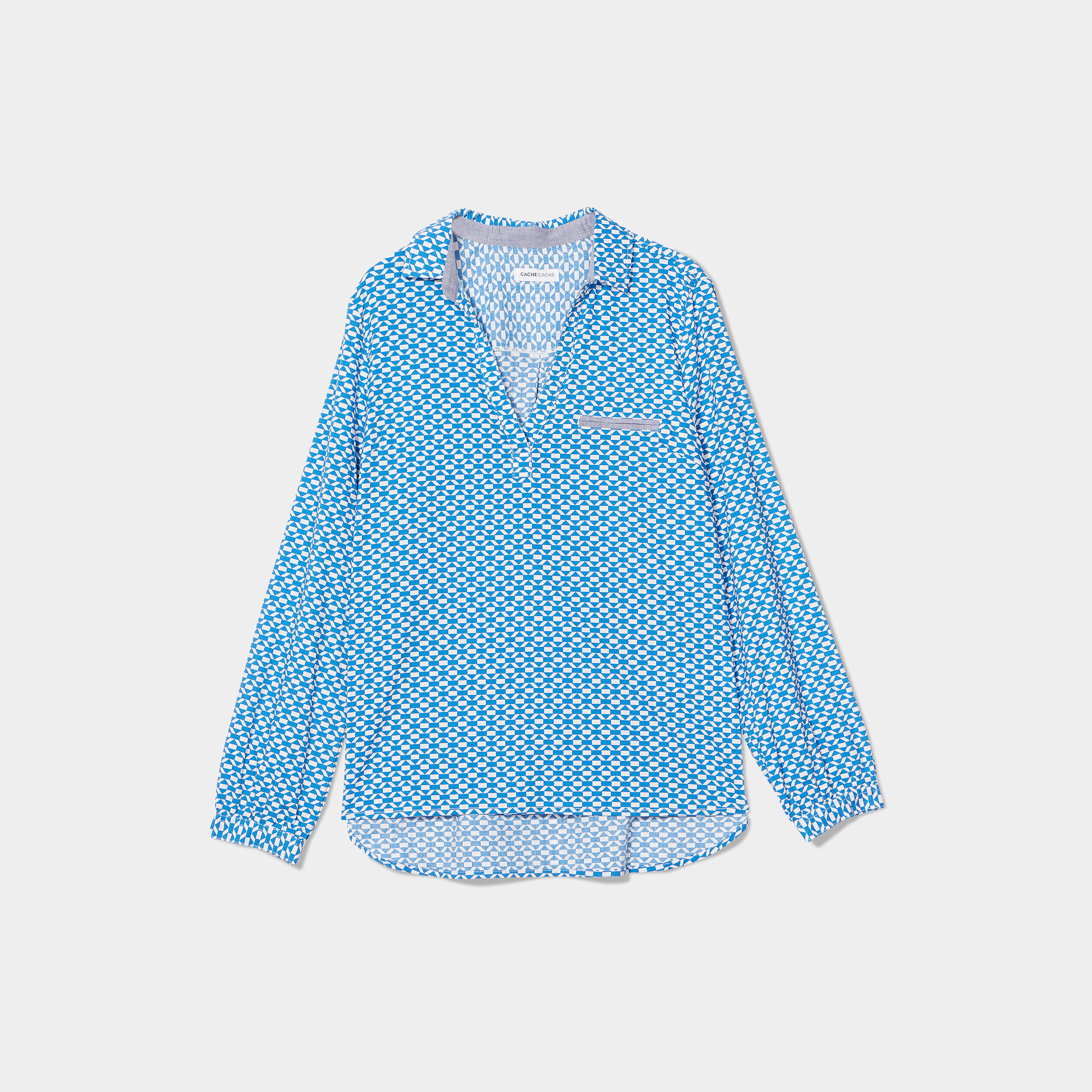 Blouse manches longues bleu femme | Cache Cache