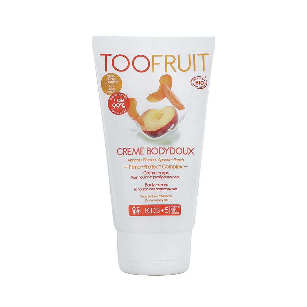 toofruit Crème Body doux, crème nutritive corps BIO   Abricot-Pêche Crème nutritive pour le corps. Peau sèche à très sèche.