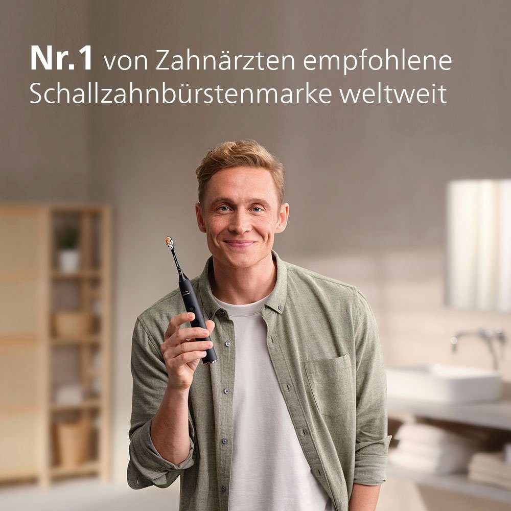 Philips Sonicare Elektrische Zahnbürste DiamondClean 9000 HX9914/57, Aufsteckbürsten: 2 St., mit Schalltechnologie, 2er Set, Ladeglas