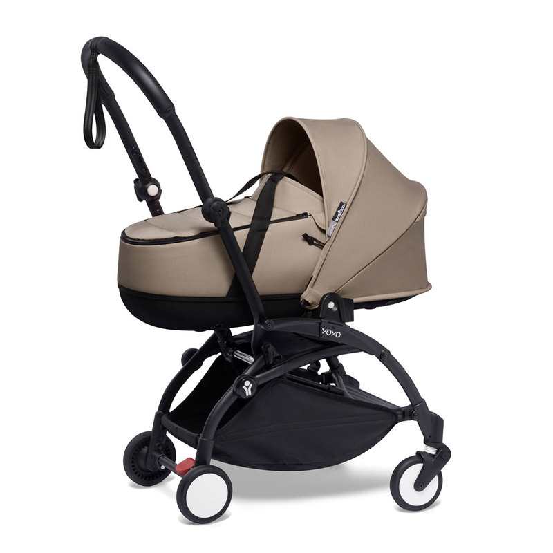 Poussette Yoyo2 4 roues châssis noir nacelle taupe Babyzen