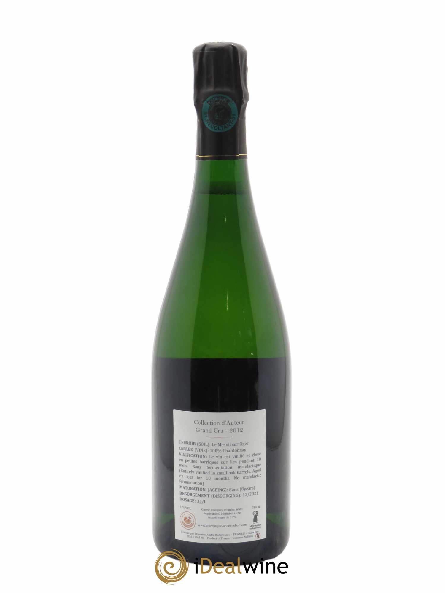 Collection d'Auteur Grand Cru Extra Brut André Robert  2012 - Lot de 1 Bouteille