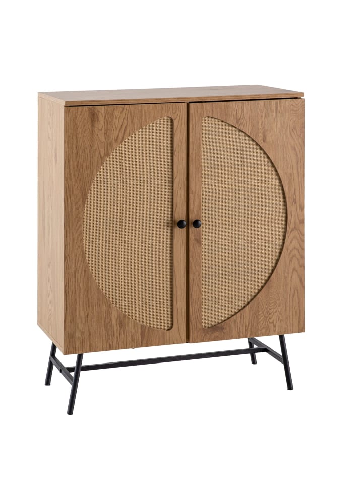 KADIMA DESIGN Sideboard 80x103x39 cm Highboard Eiche-Dekor mit Rattan Geflecht günstig kaufen onesize