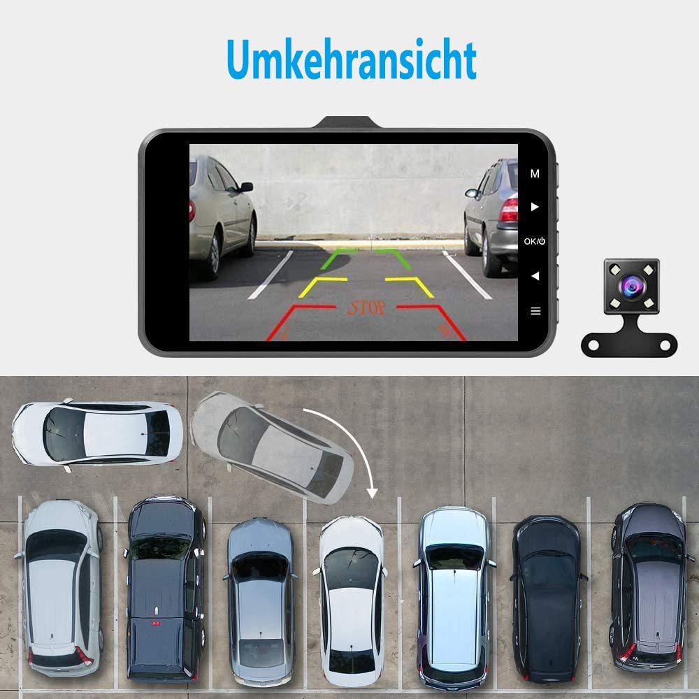 GelldG Dashcam Auto Vorne und Hinten Autokamera, 3,8 Zoll HD 1080P Dashcam