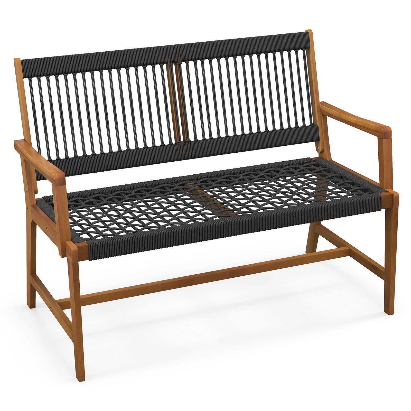 COSTWAY Gartenbank, 2 Sitzer, Akazienholz, bis 320kg, 118x63x90cm