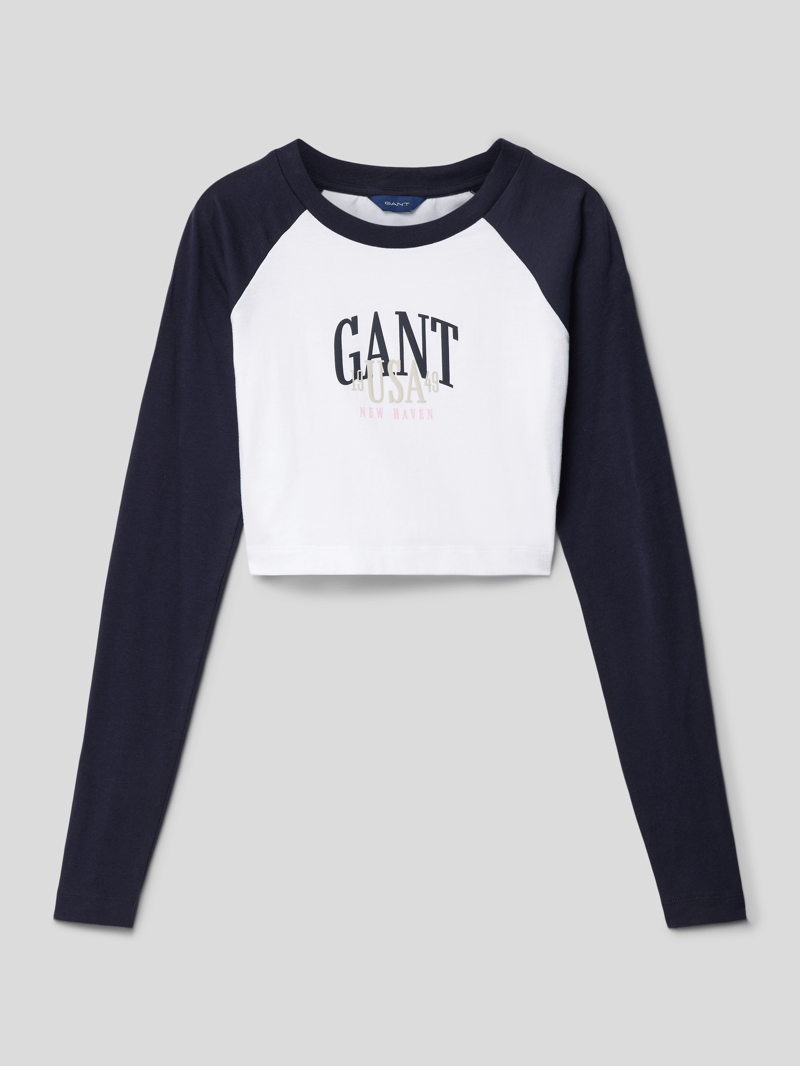 Cropped Longsleeve mit Raglanärmeln in marineblau