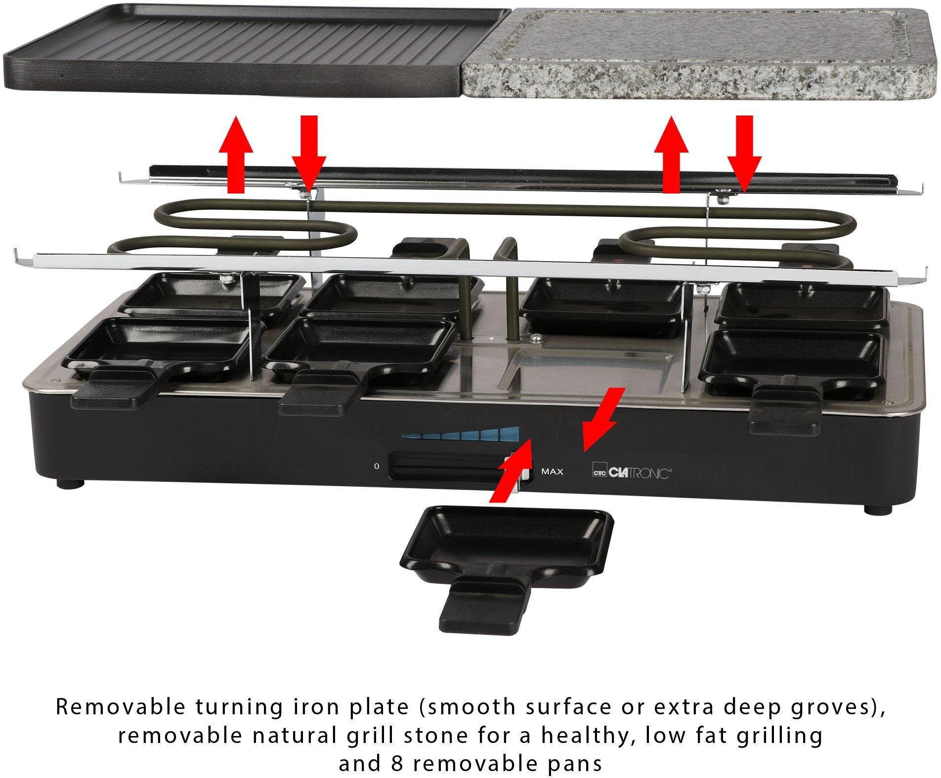 CLATRONIC Raclette RG 3518, 8 Raclettepfännchen, 1400 W