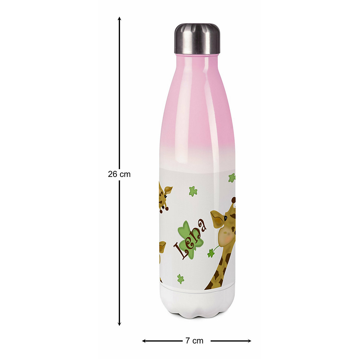 Edelstahl Kinder Thermoflasche / Trinkflasche bunt Giraffe Spülmaschinenfest, Auslaufsicher, Bruchfest, Doppelwandig, Für Heißgetränke geeignet, Mit Deckel, Isoliert