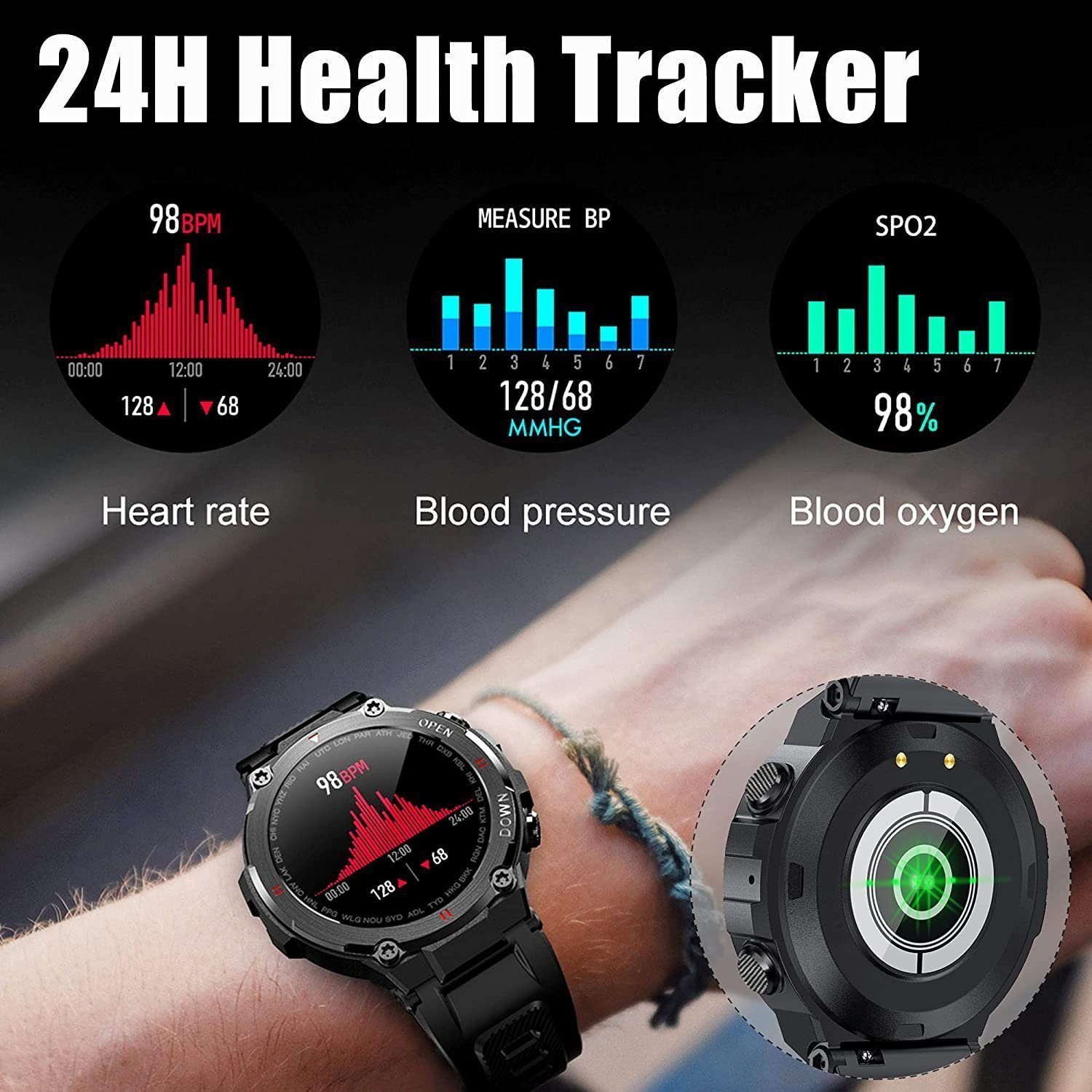 Mutoy Smartwatch, Fitness Tracker Uhr, Damen Herren Smartwatch (Fitnessuhr mit Telefonfunktion 1,28
