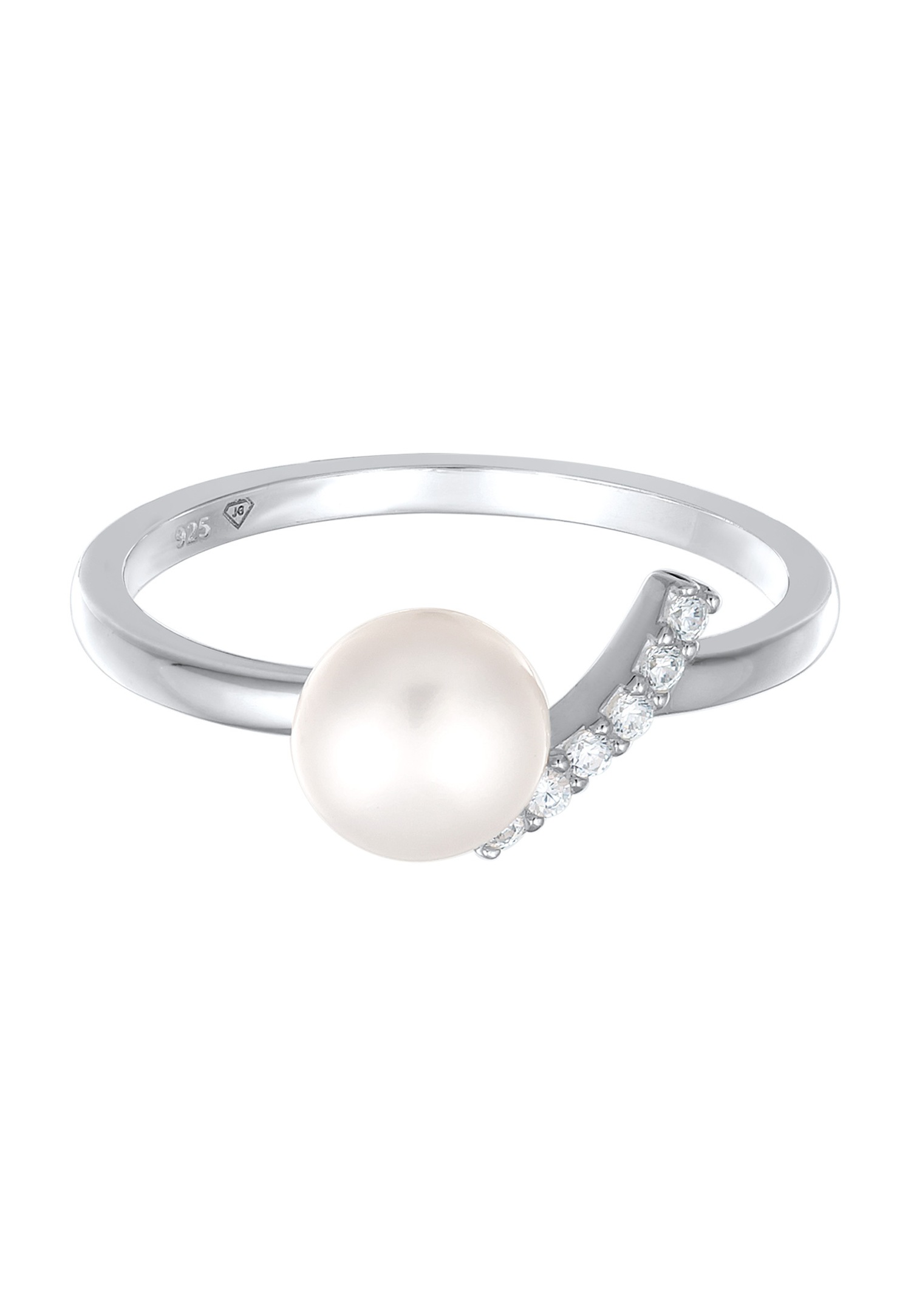 Nenalina elegant glitrende ring for kvinner med ferskvannsdyrket perle og zirkon i 925 sterlingsølv