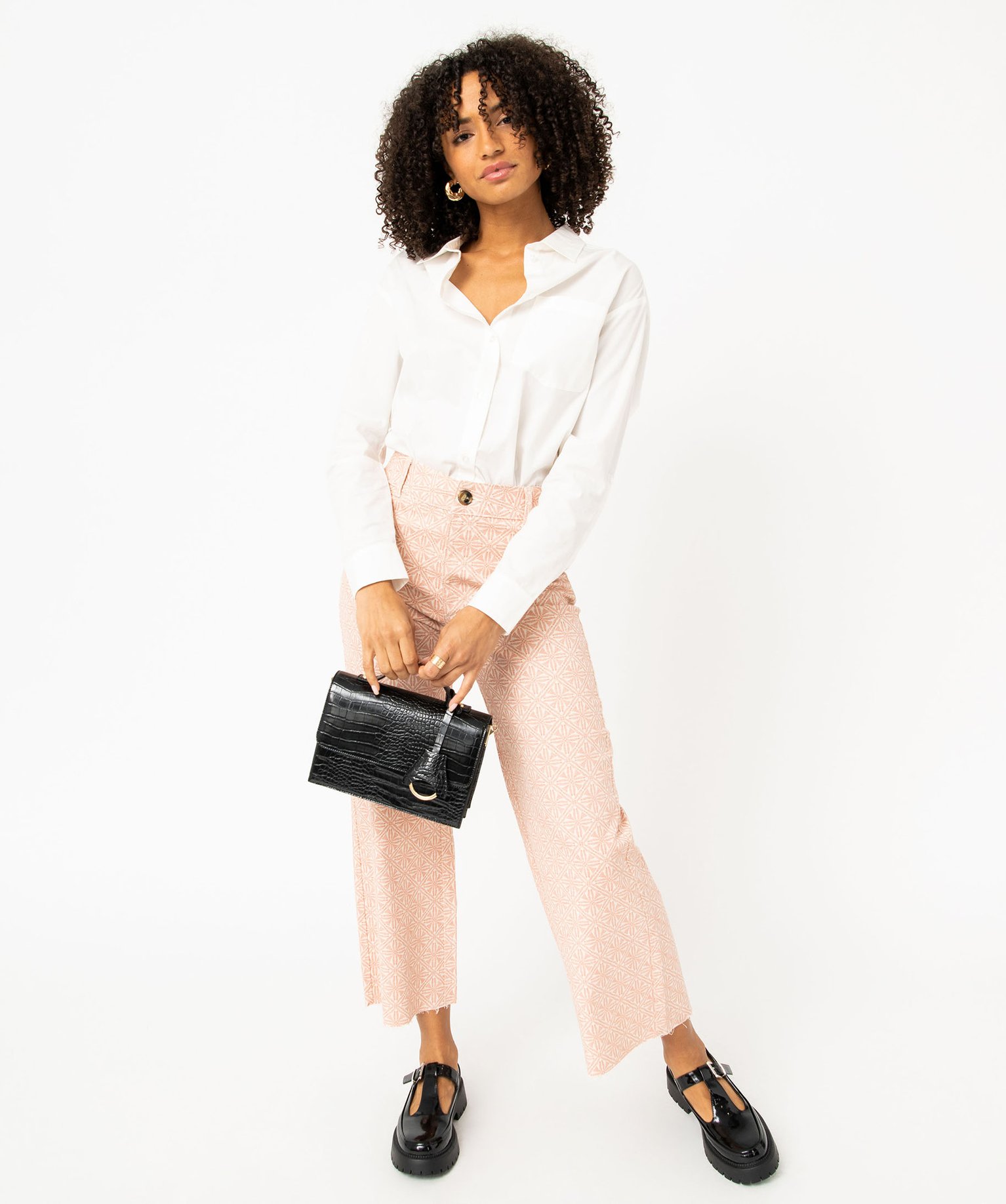 Jean wide leg taille haute imprimé femme imprime | GEMO