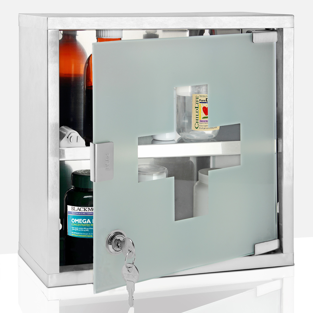 DEUBA Medizinschrank Erste Hilfe klein 30 x 30 x 12cm silber