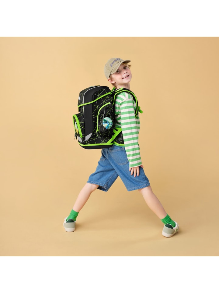 Ergobag Grundschulranzen-Set CUBO LIGHT CyBär Race 6-tlg. in Schwarz/Grün günstig kaufen onesize