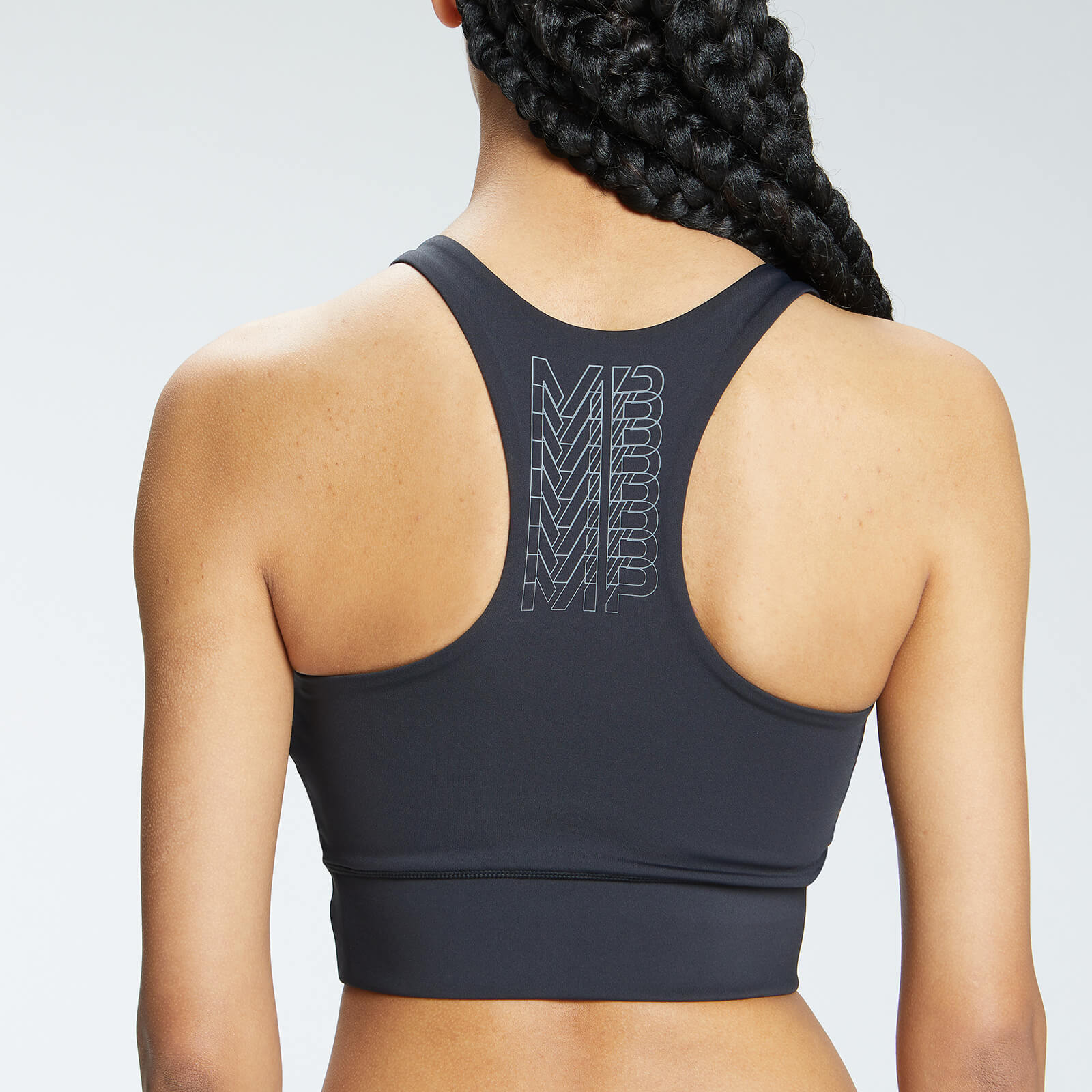 Brassière d’entraînement à dos nageur et imprimé répétitif MP pour femmes – Noir