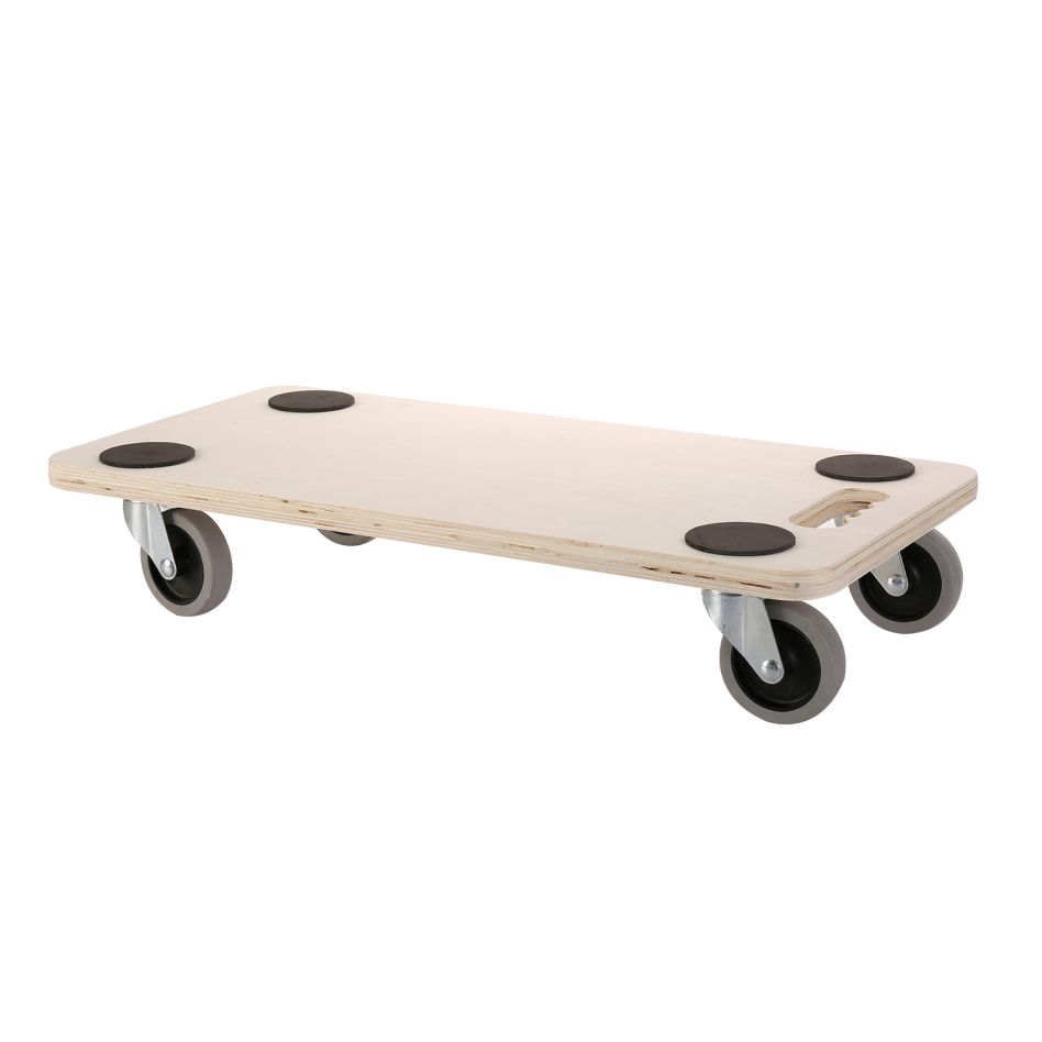 Chariot en contreplaqué DIGGERS DIG825, 58 x 29 cm, capacité de charge de 200 kg, roues TPR de 75 mm, certifié FSC 100 %.