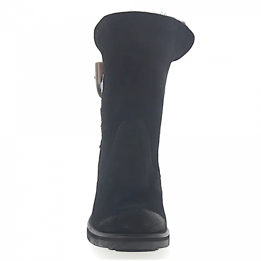 ROSS B. - Cowboy-/ Bikerstiefeletten Kalbsleder Lammfell Lammleder schwarz - schwarz