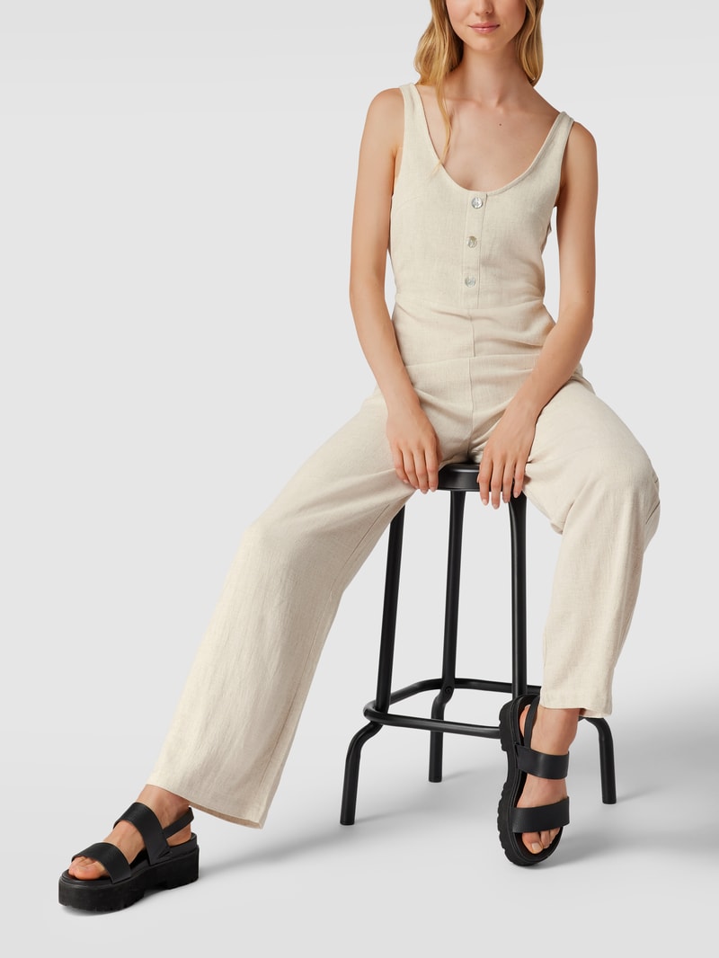 Jumpsuit mit angedeuteter Knopfleiste in beige