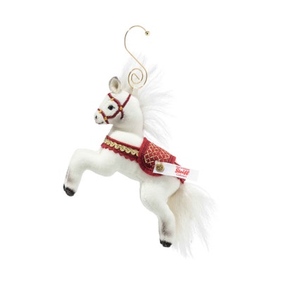 Weihnachtspferd Ornament, 10 cm, weiß