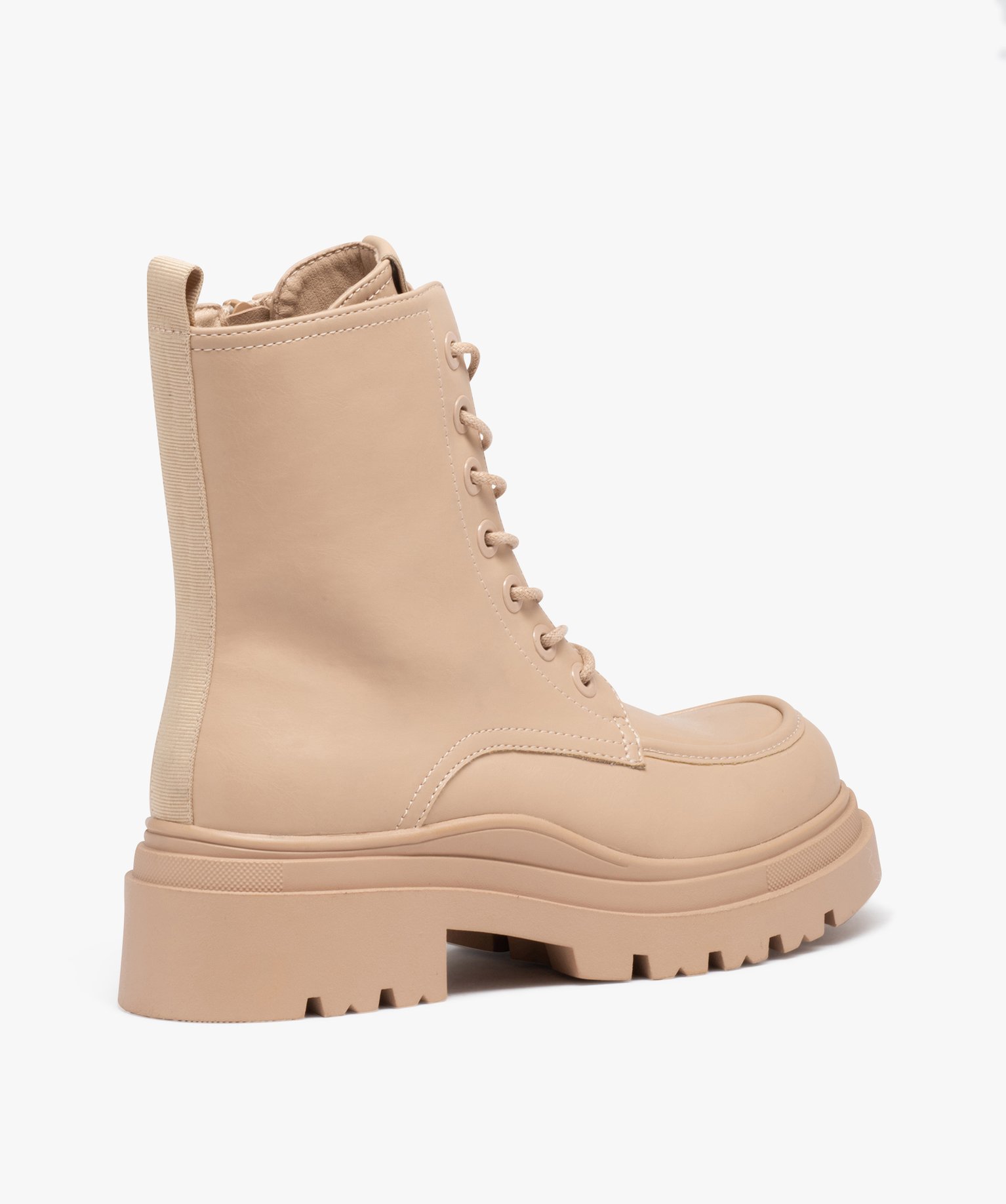 Boots doublés sur semelle crantée femme beige | GEMO