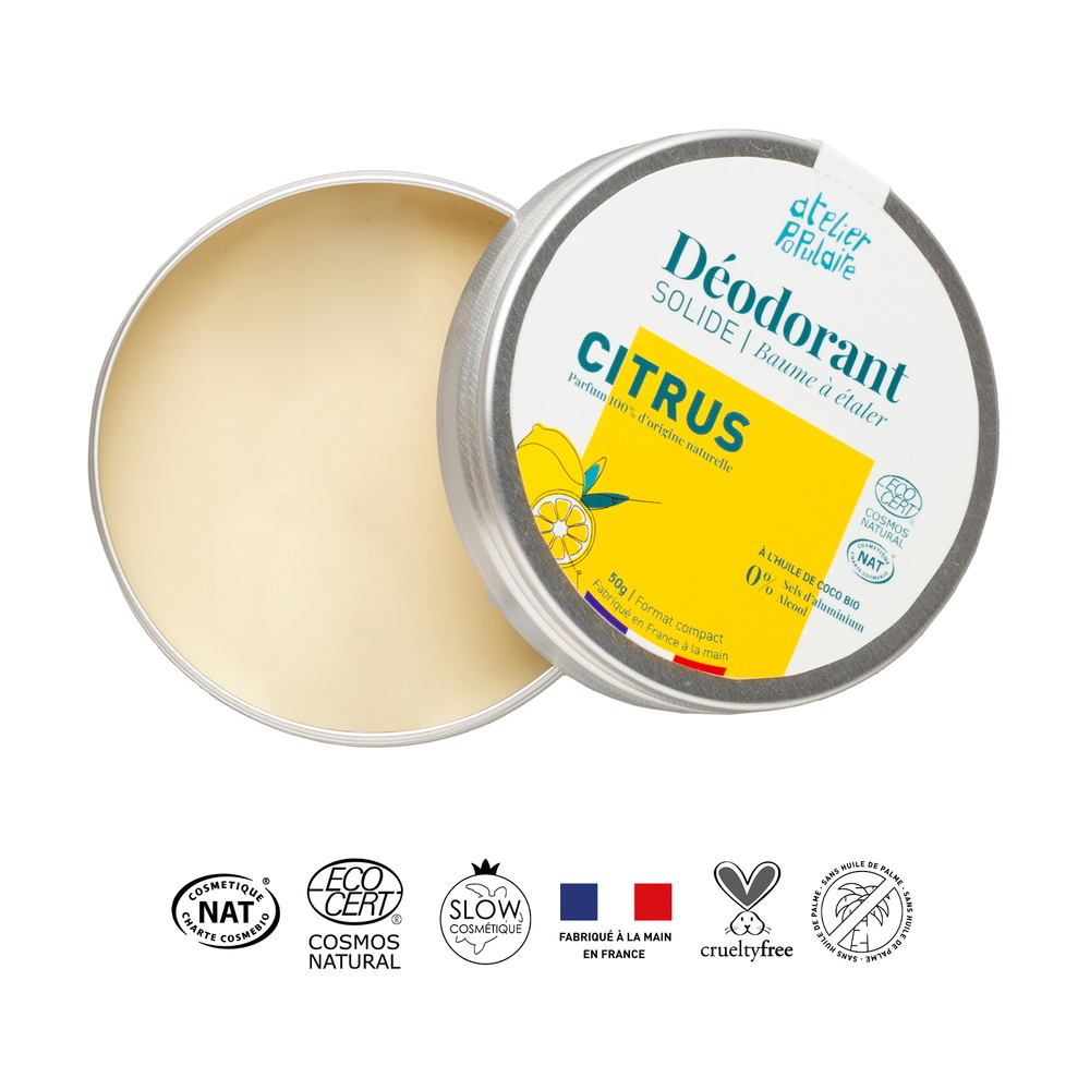 atelier populaire Déodorant solide certifié bio | Citrus | 50g Déodorant