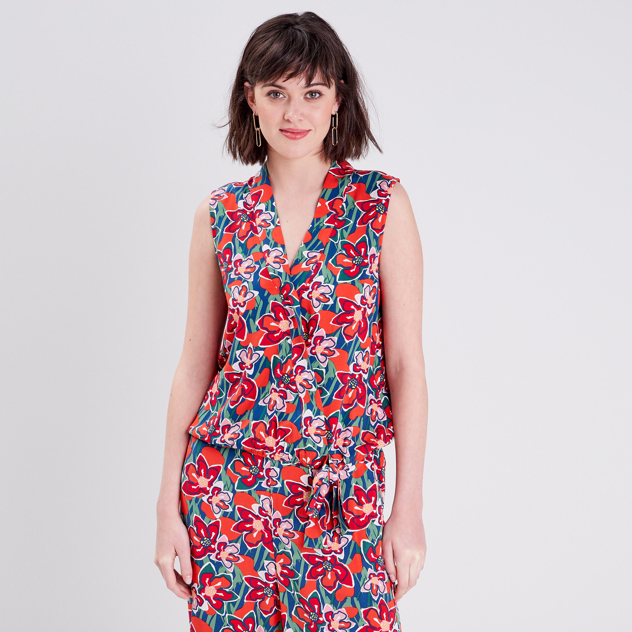 Blouse sans manches rouge femme | Cache Cache