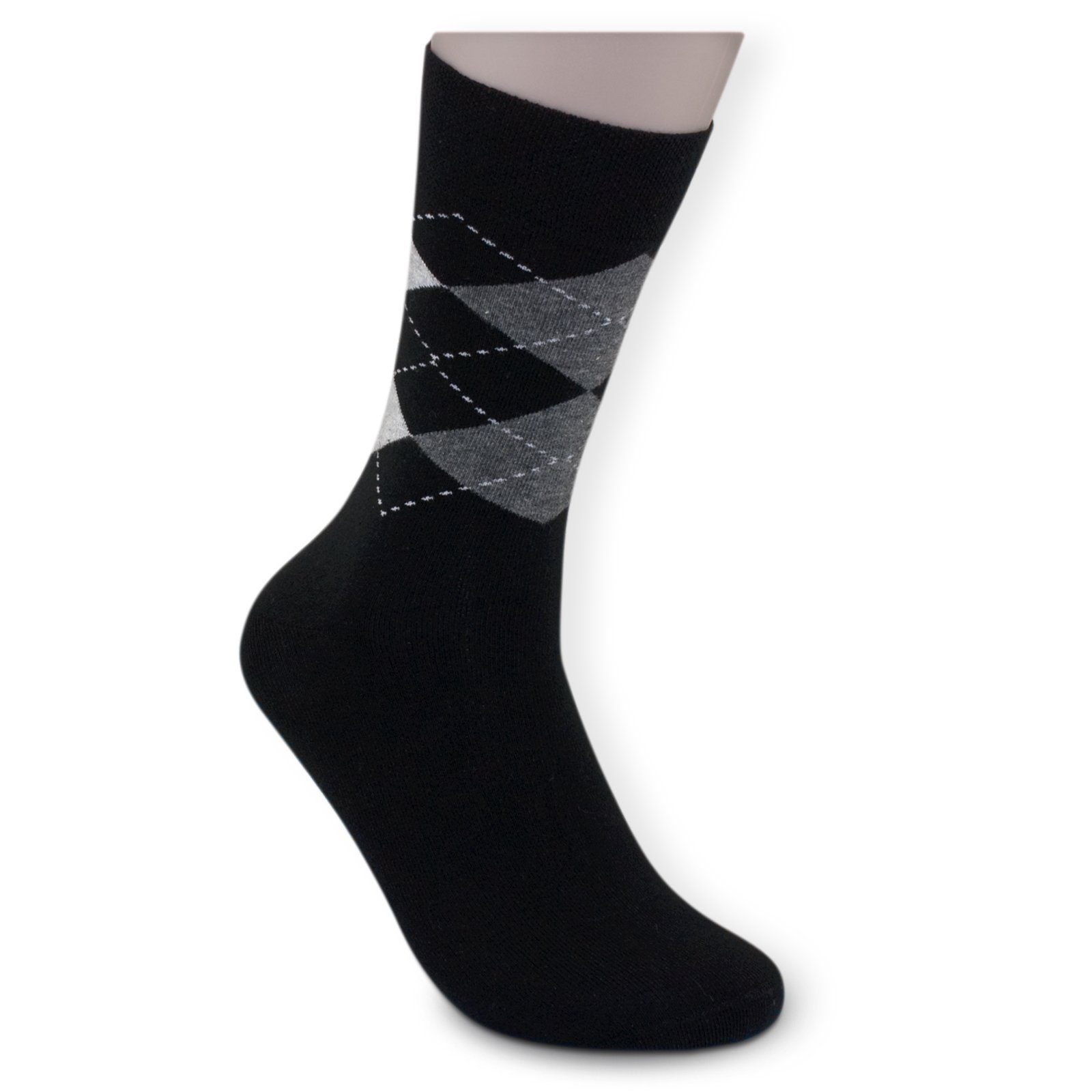 Die Sockenbude Freizeitsocken JACQUARD (Bund, 5-Paar, schwarz grau blau) mit Komfortbund ohne Gummi