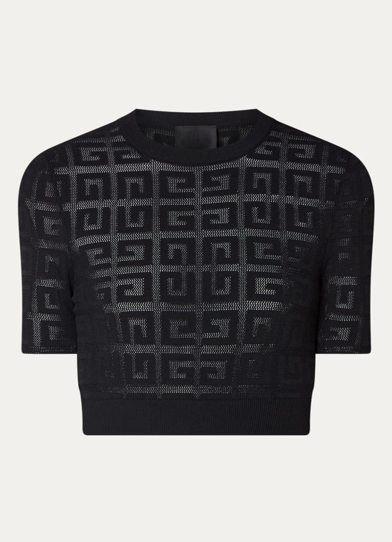 Top corto Givenchy in maglia fine con logo ricamato