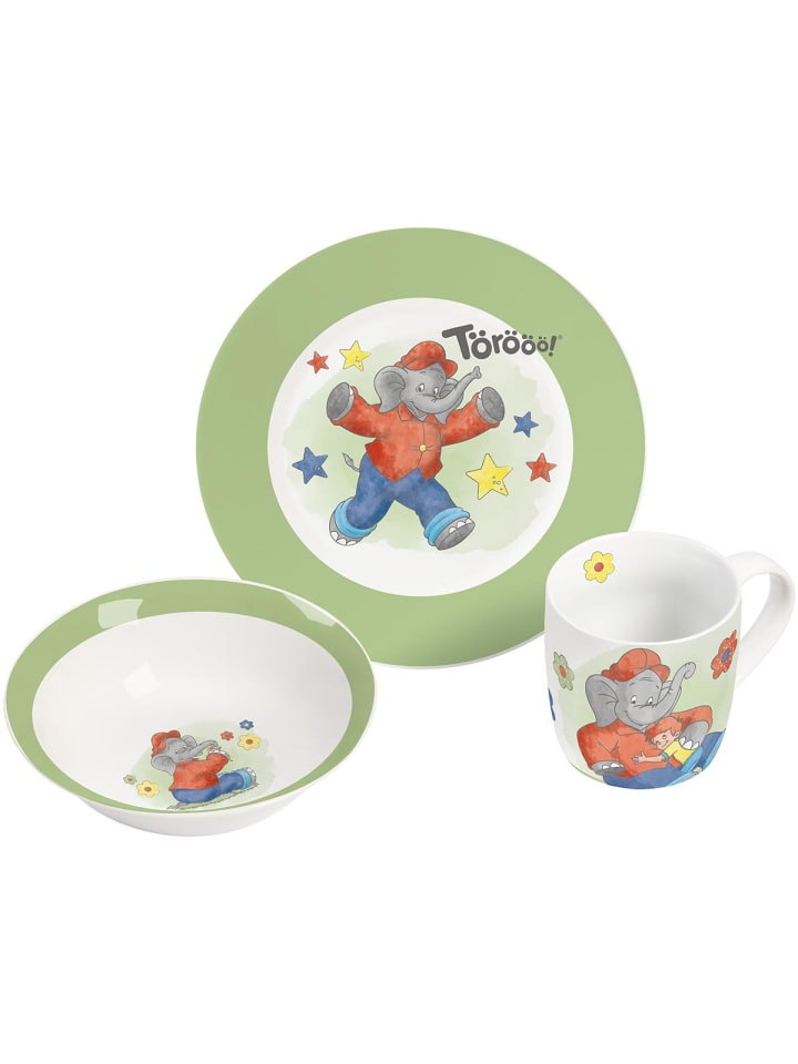 Geda Labels Kindergeschirr Benjamin Blümchen Watercolor 3tlg. in Grün - 24x9,8x14,5 günstig kaufen onesize