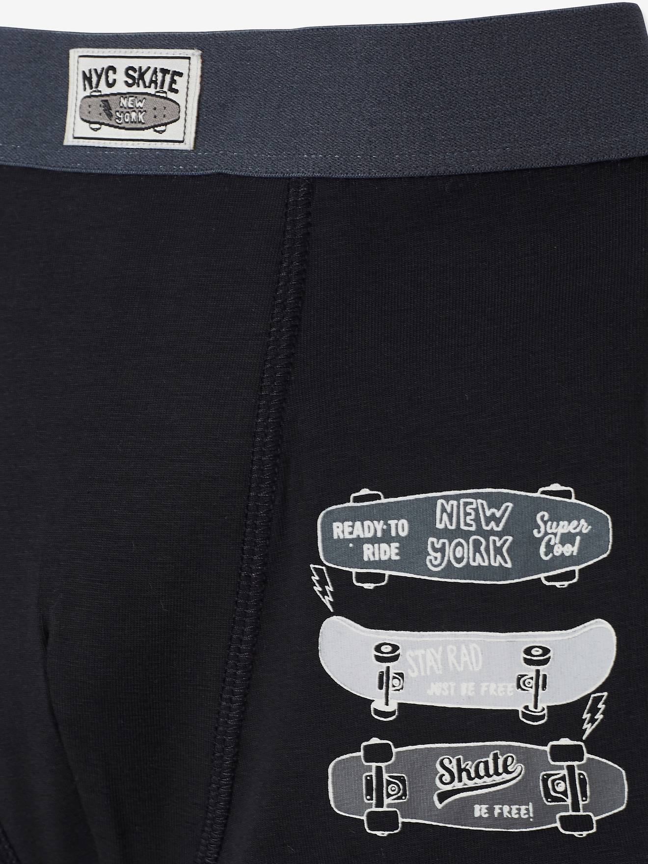 Lot de 3 boxers stretch garçon Skate lot noir