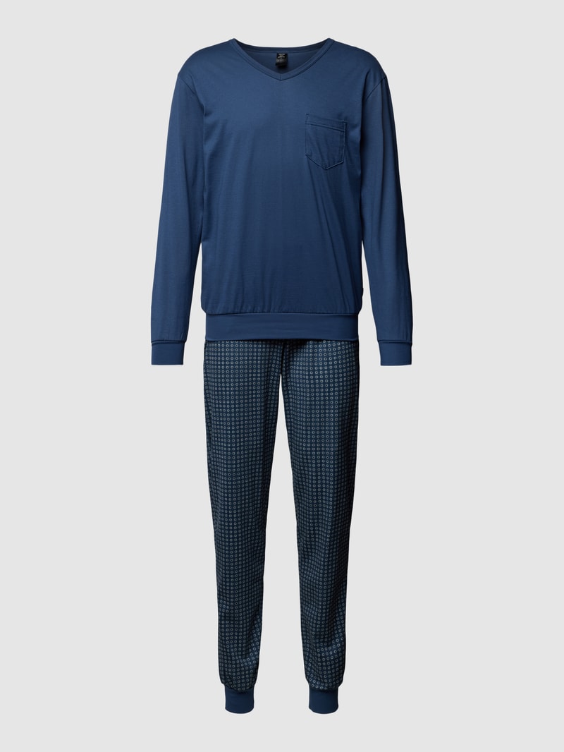 Pyjama mit Allover-Muster in marineblau