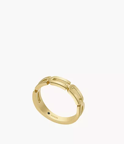 Fossil Ring Heritage D-Link Chain Edelstahl goldfarben