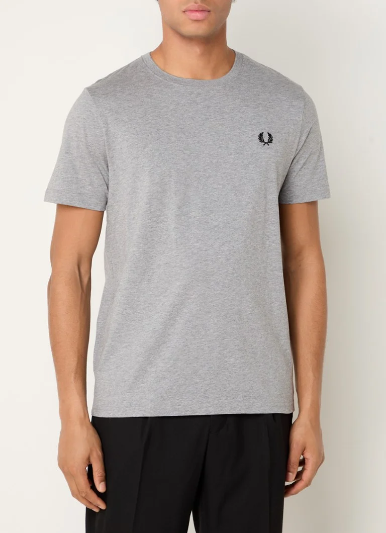 T-shirt Fred Perry in tessuto mélange con logo ricamato