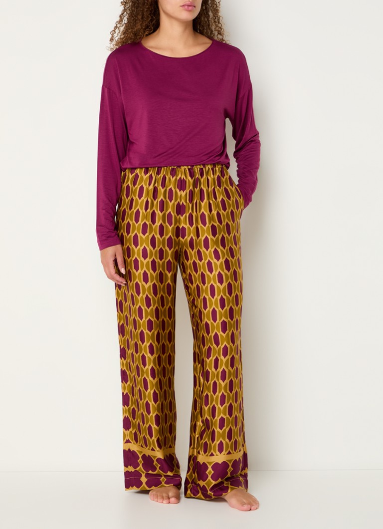 Mey Oriental Flow mid-waist satin palazzo trousers