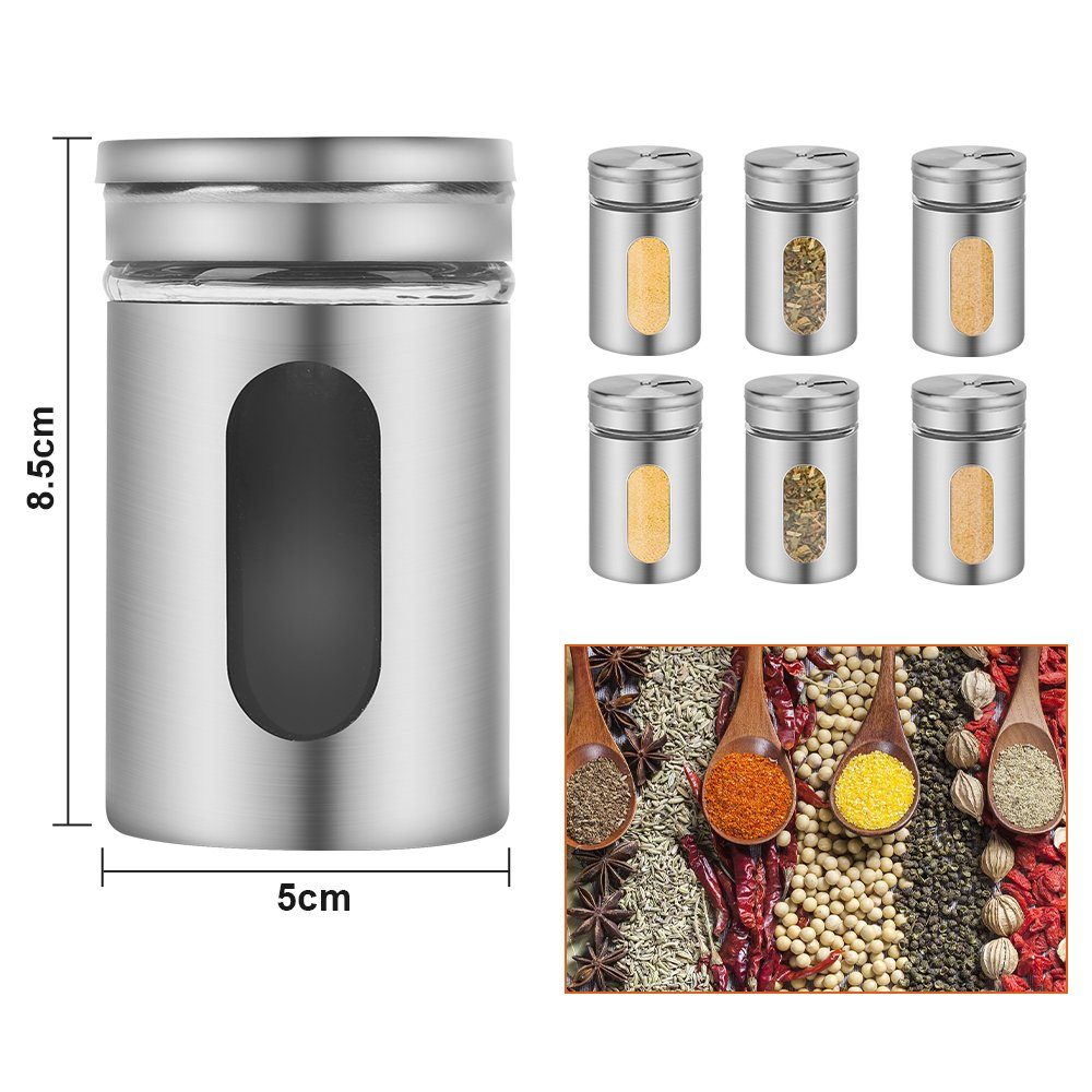 TolleTour Gewürzständer 12X Gewürzstreuer Edelstahl Pfeffer Salz Gewürze Glas Gewürzdose Set, (Set, 12-tlg)