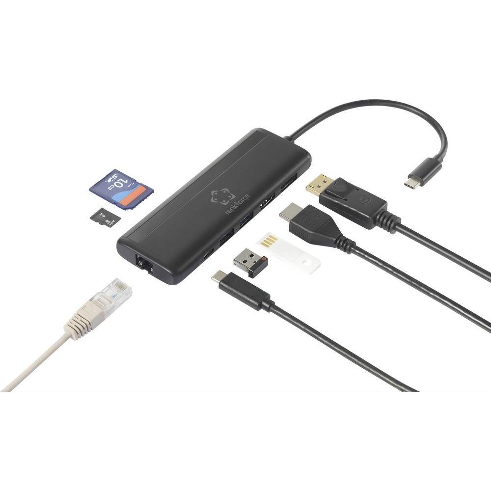 Renkforce Laptop-Dockingstation 8K oder Dual 4K USB-C® Dockingstation mit, USB-C® Power Delivery