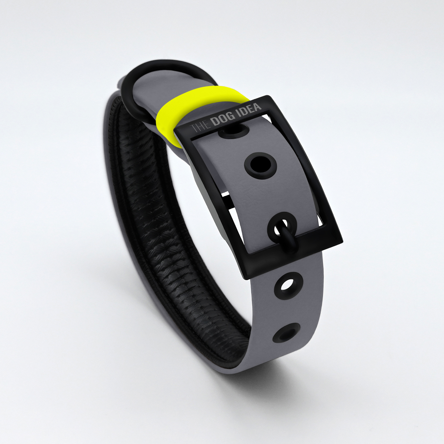 THE DOG IDEA Hundehalsbänder THE DOG IDEA Biothane Halsband Grau neon gelb M