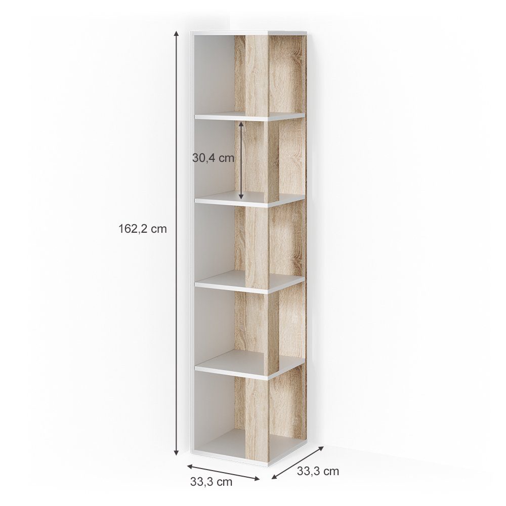 Vicco Eckregal Standregal Bücherregal LIO Sonoma / Weiß