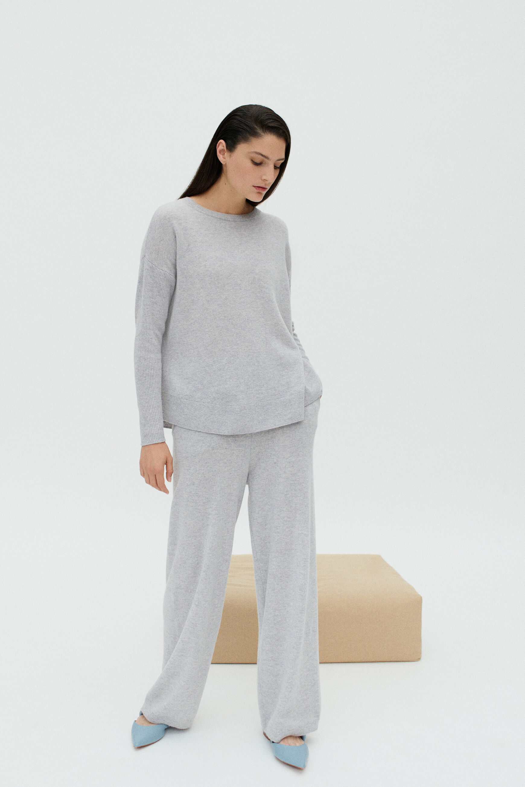 pantalon gaspard gris clair femme