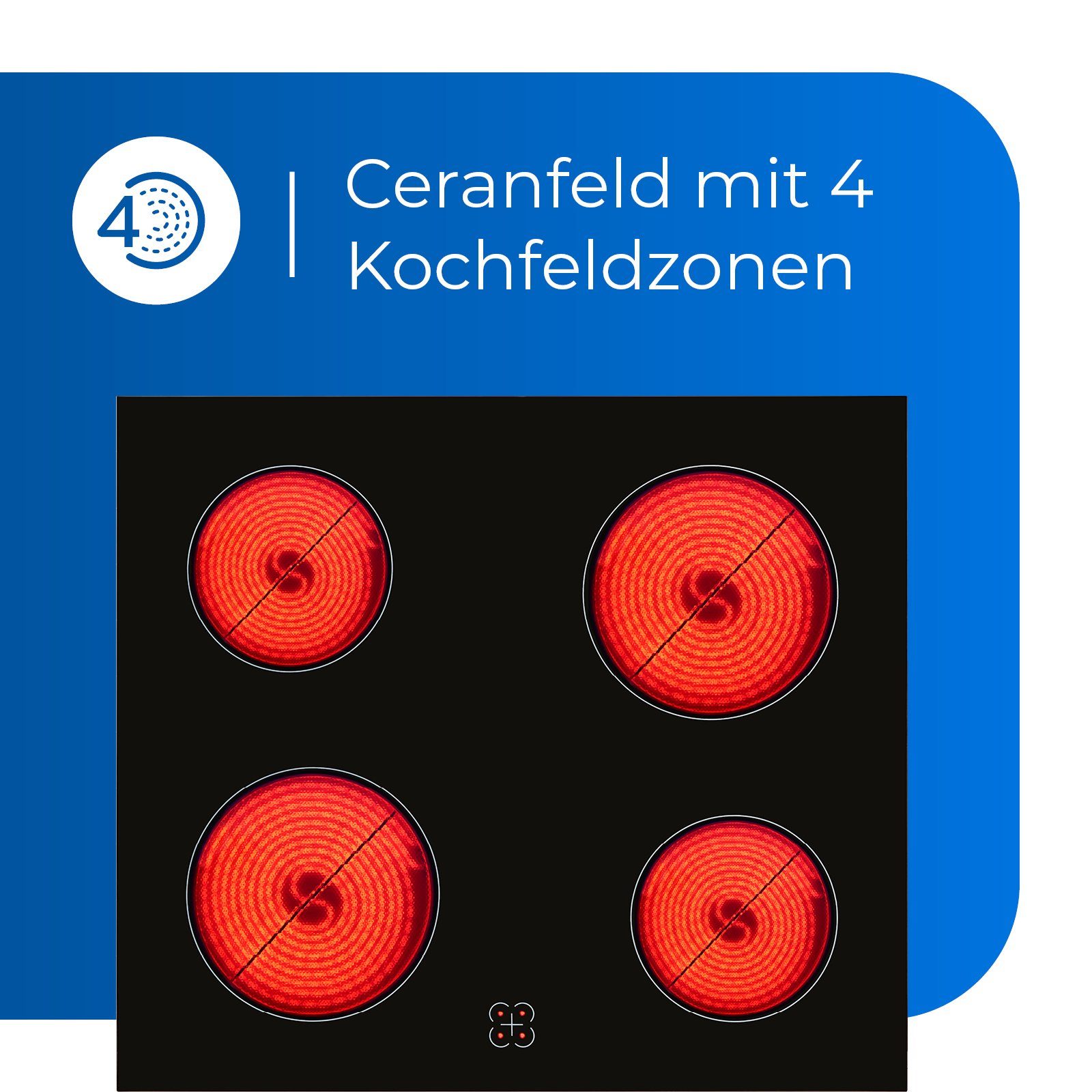 exquisit Backofen-Set EHE 146-2.1-Set, Glaskeramik-Kochfeld, 4 Kochzonen, 59 L