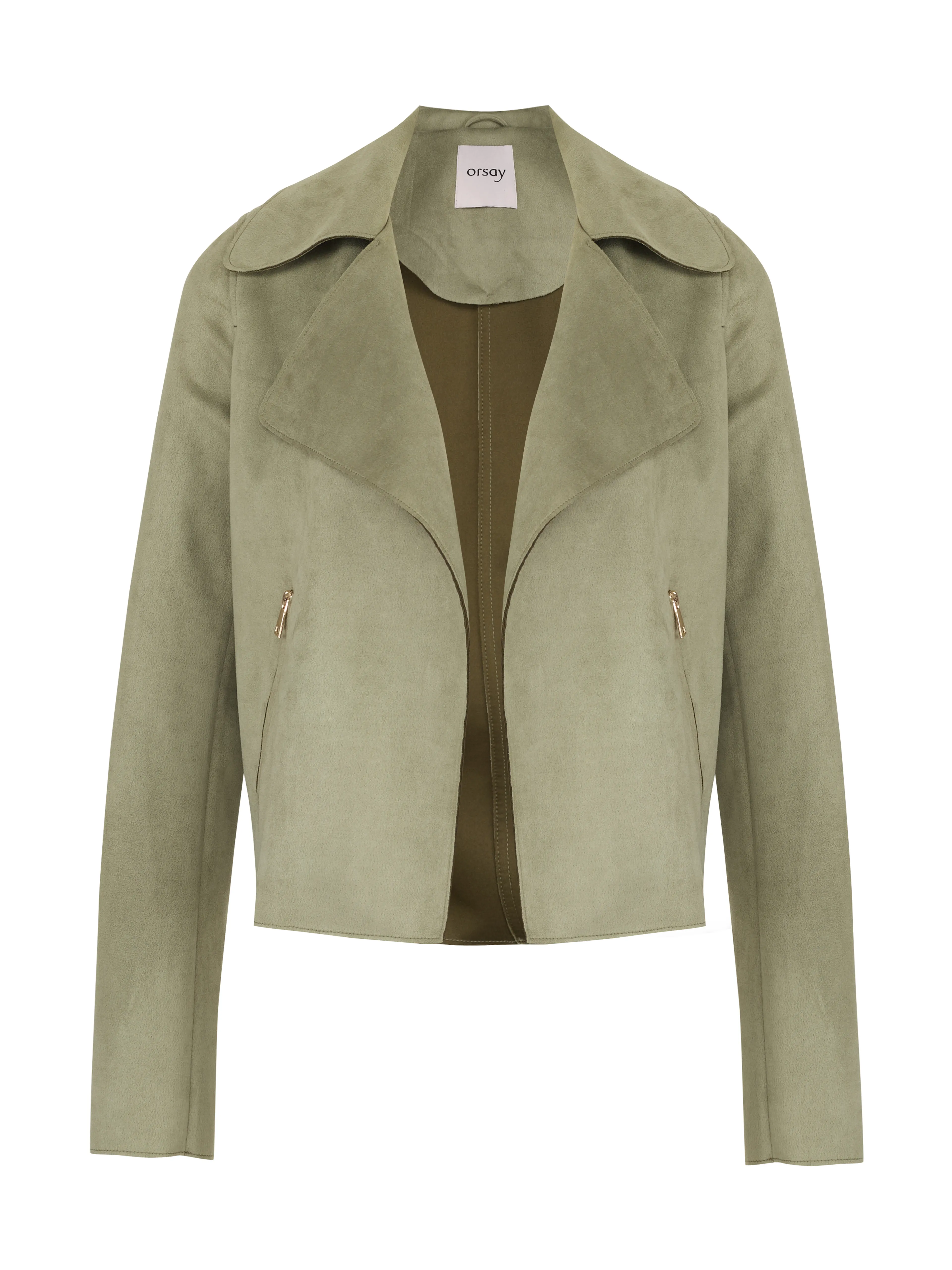 Khakifarbene Damenjacke aus Veloursleder ORSAY